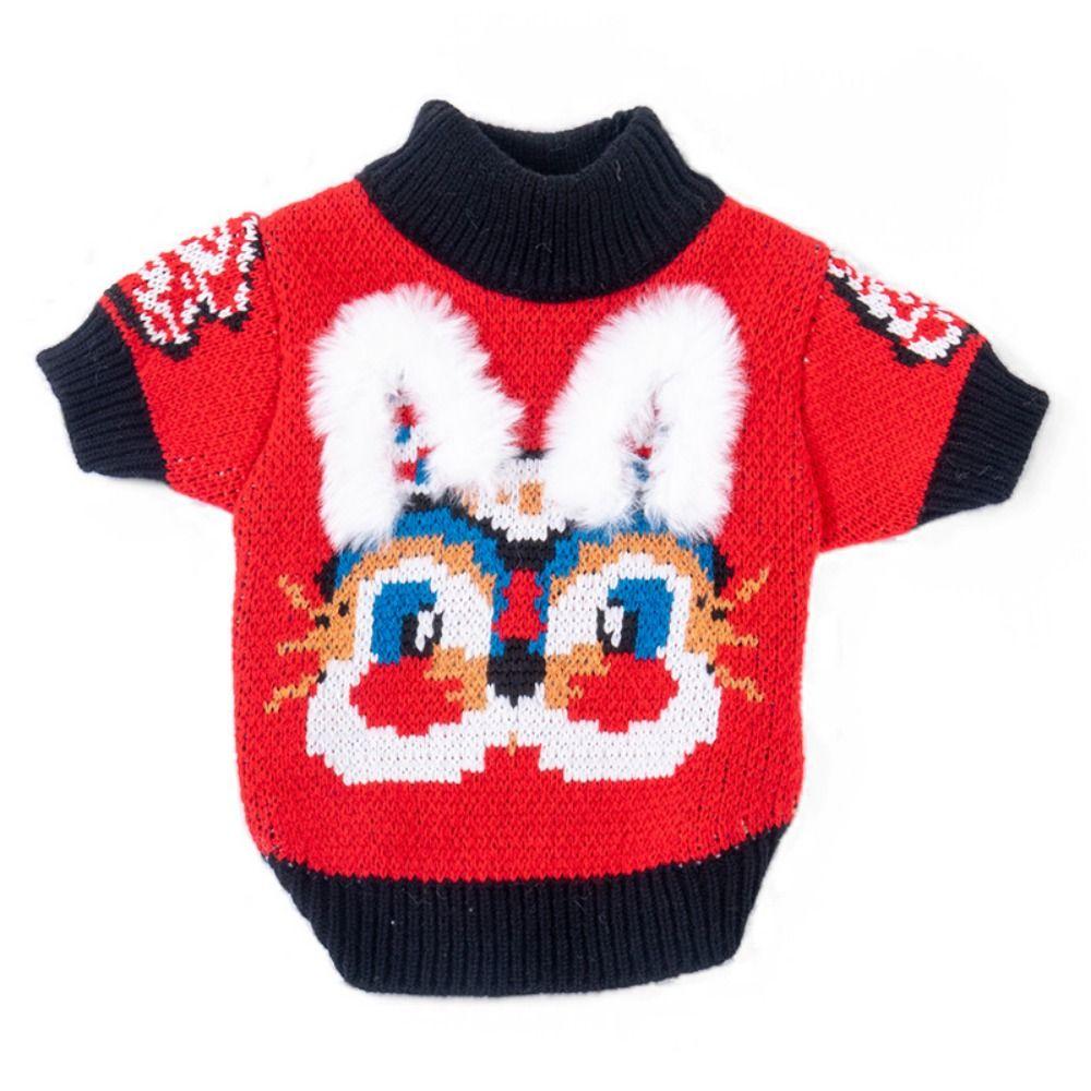 

Китайский стиль собака новогодний свитер кролика узор собака косплей костюм зима M