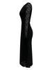Autumn Winter Women's Elegant Lace Square Neck Pleated Long Dress