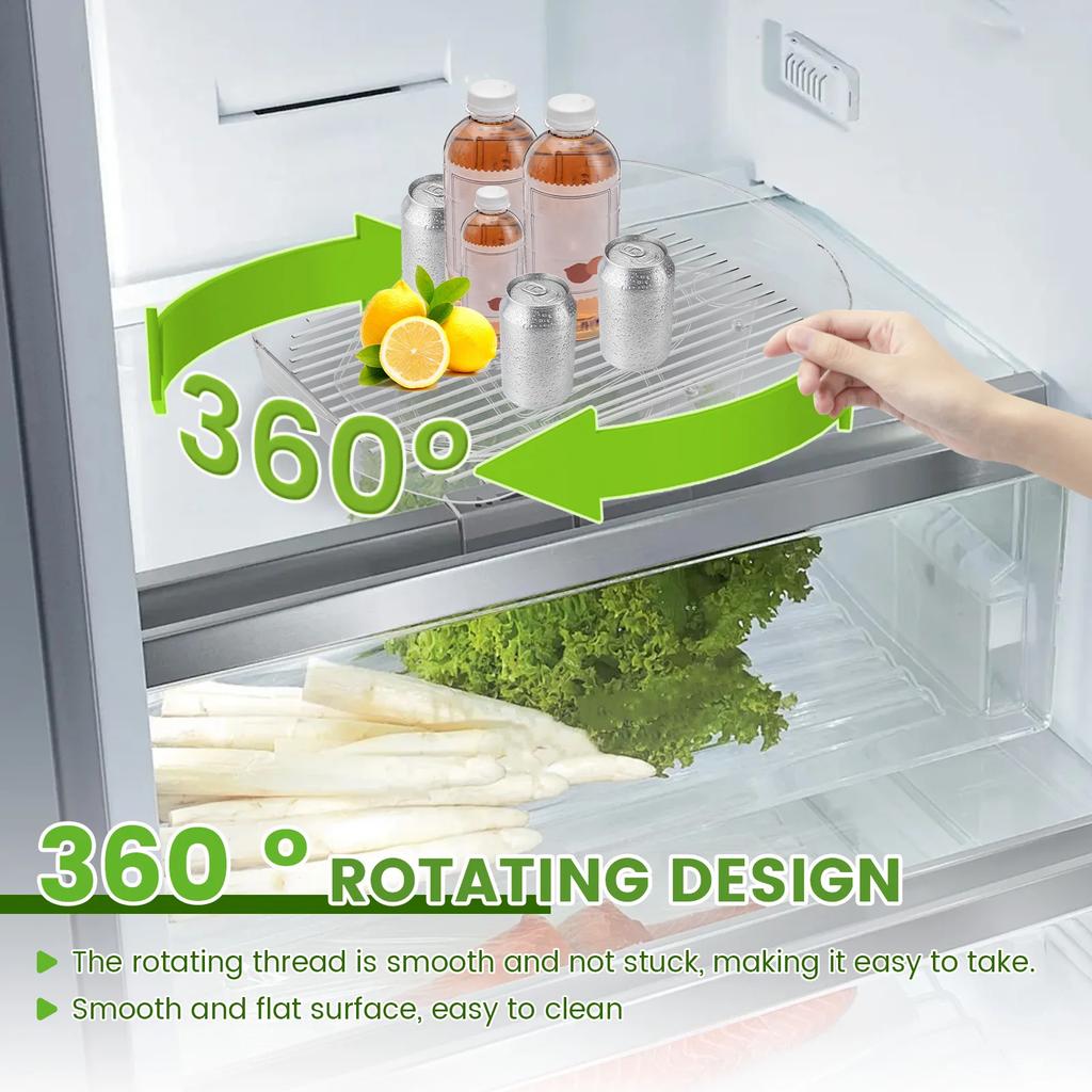 Turntable Organizer 360° Rotating Tray Lazy Susan Fridge Organizer Clear Food Storage Organizer Spice Rack For Kitchen Cabinet
