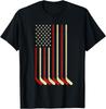 Hockey Goalie Gift USA Flag Hockey Stick Ice Hockey T-Shirt