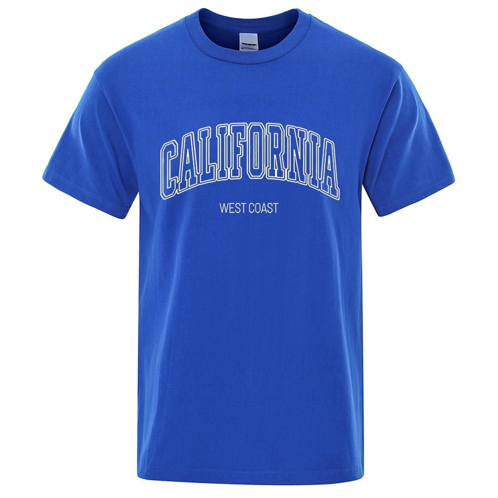 California West Coast Street Letter Tops Men Hip Hop Crewneck Tee Clothes T Shirt Summer Breathable T-Shirt Street