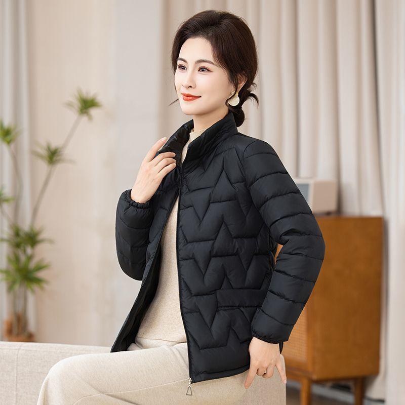 Podzimní a zimní teplá bavlněná bunda pro maminky vypadá tenká pro ženy středního věku a starší, bavlněná bunda, lehký top