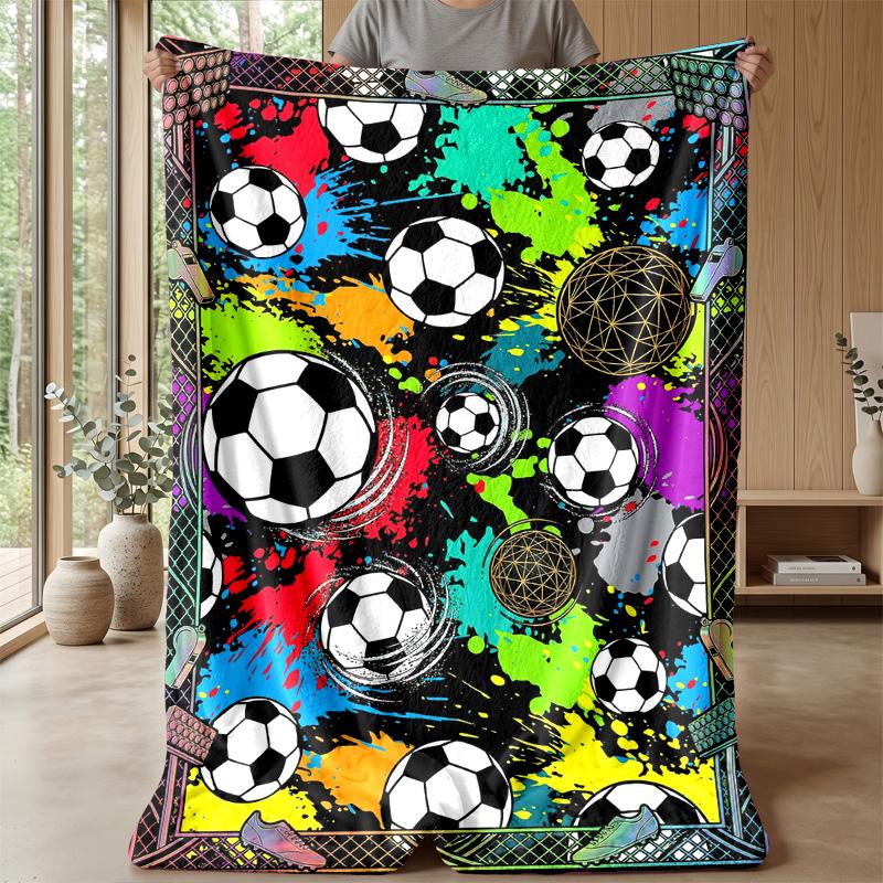 Soccer Ball Splash Art 7 Theme blanket Lightweight Warm Flannel Blanket Decorative Throw Blanket for Home Decoration