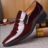 Classic PU Patent Leather Shoes for Men Casual Business Shoes Slip-on Formal Office Work Shoes for Male Party Wedding Oxfords