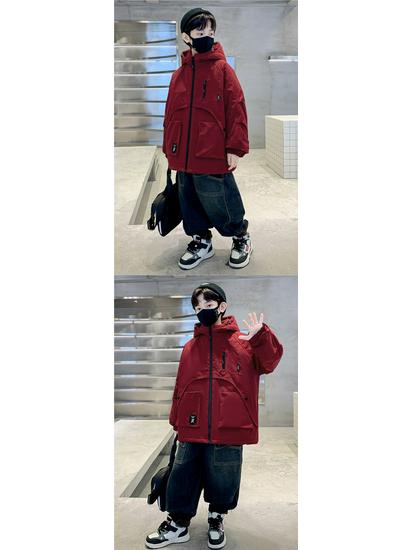 Boys' Quilted Windbreaker Jacket - Fashionable, Thickened, Cotton-Padded Winter 2024 Style for Kids