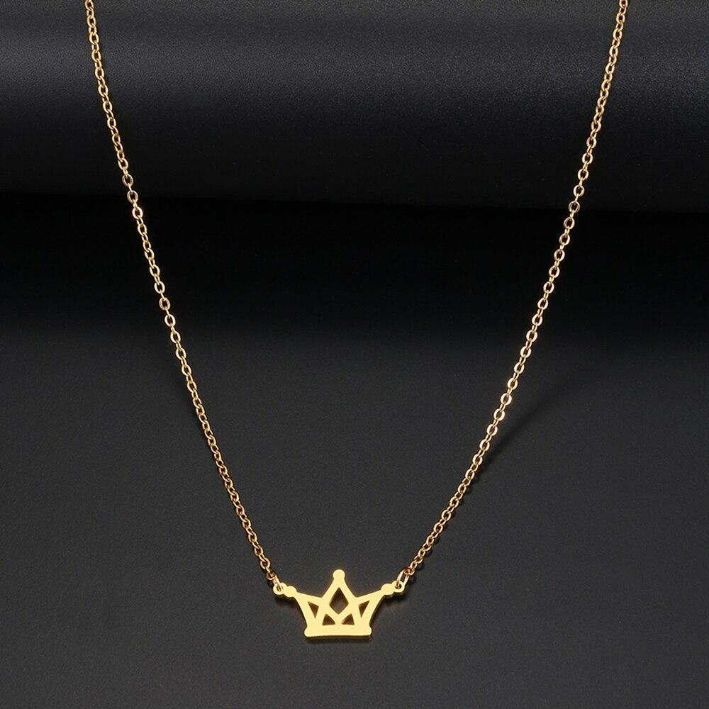 Stainless Steel Necklaces Classic Small Crown Pendant Chain Choker Charm Fashion Necklace For Women Jewelry Party Wedding Gifts