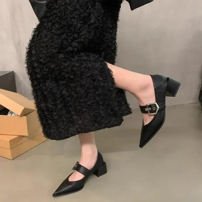 Dámské Sandály Baleríny Žena Špičaté Nýt Jednoduché Boty Nízké Sandály Ženské Silná Podrážka Mary Janes Zapatos De Mujer