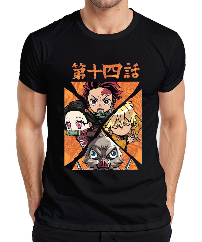 Kimetsu No Yaiba Tanjiro Nezuko Zenitsu Inosuke Chibi Gift Unisexs Tshirt
