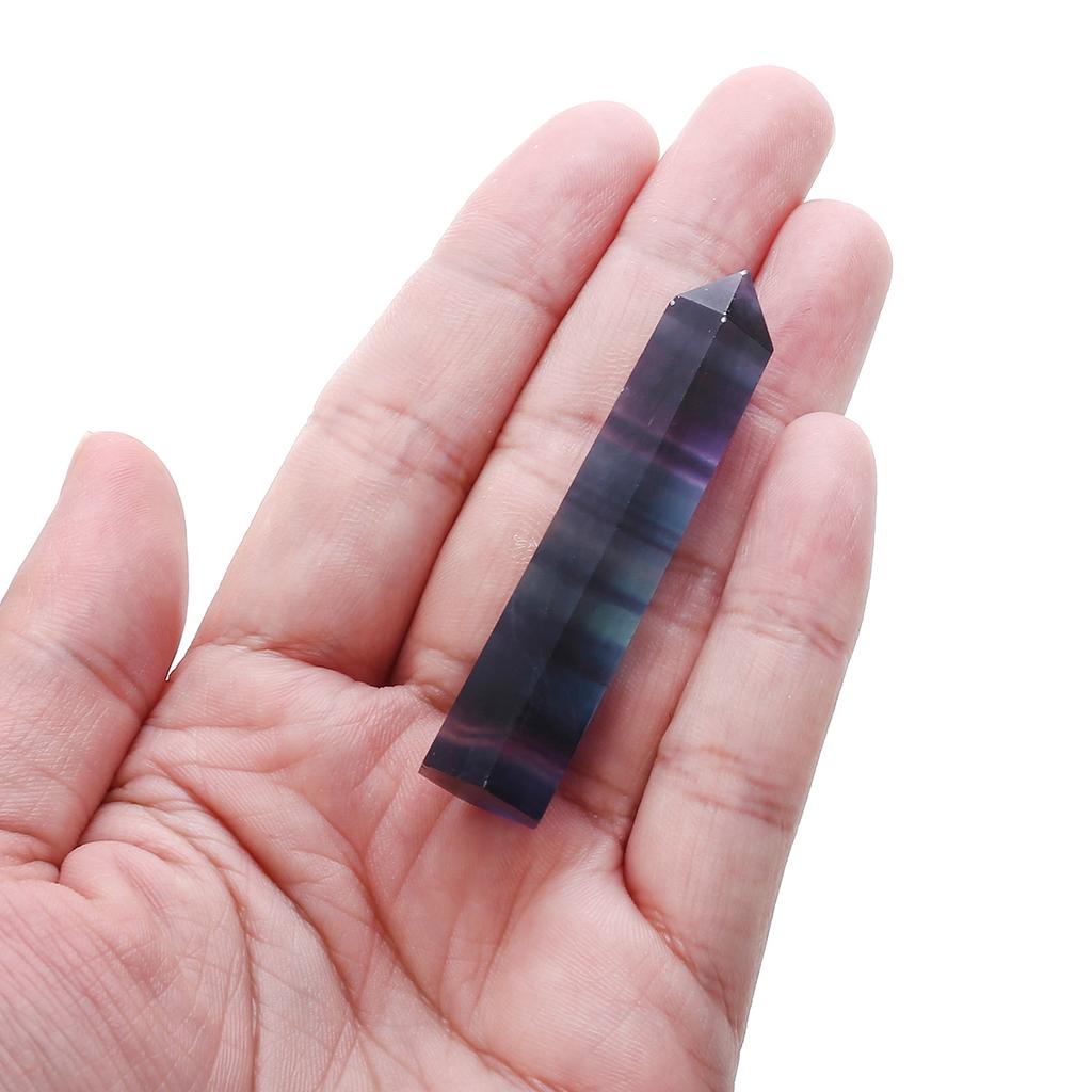 Natural Flourite Quartz Crystal Wand Colorful jewel Pure Point Healing