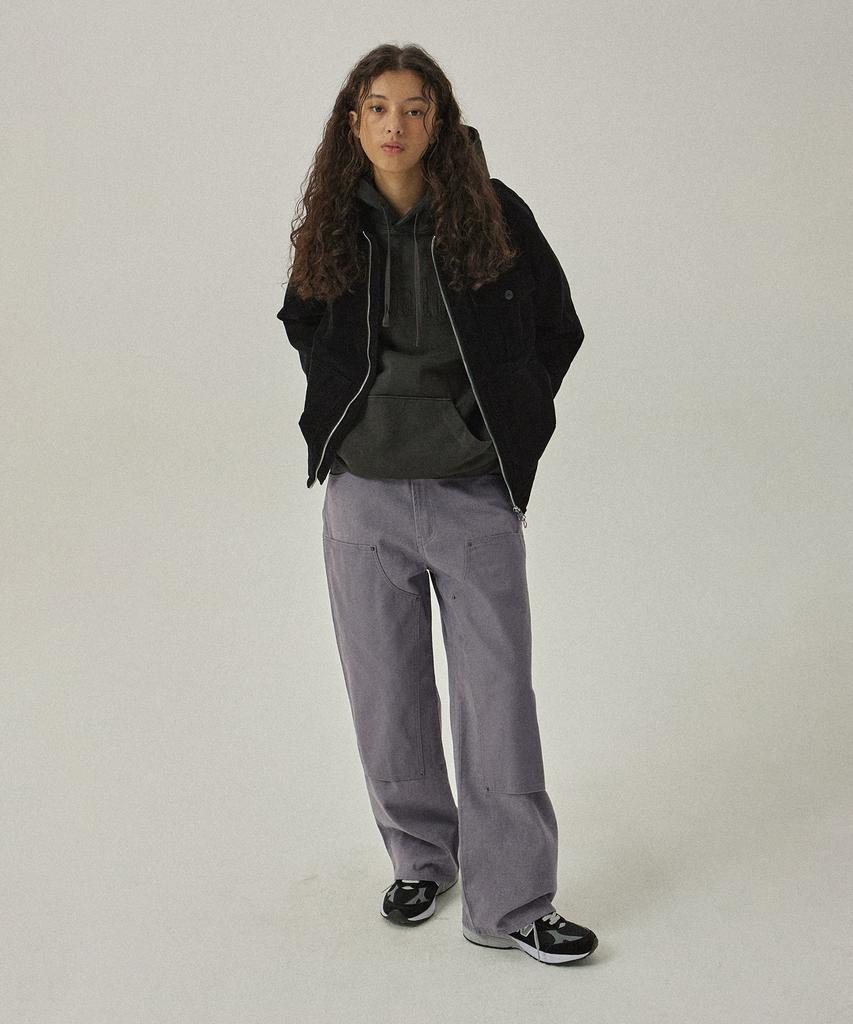 MAGOODGAN Farburn 4406 Contrast Double Knee Carpenter Wide Fit Grayish Purple Cotton Pants