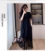 French Lace Patchwork Plus Size Summer Dress - Elegant Loose Short Sleeve Skirt for Women