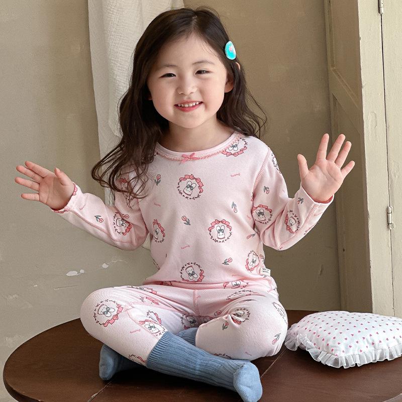 Tagless Kids' Long Johns & Tops Autumn Pajama Set, Class A Cotton, Brushed, for Boys & Girls, Home Wear, Spring/Fall Long Sleeve.