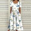 2023 Sommer Damen Casual Rundhals Bedrucktes Swingkleid mit mittlerer Taille