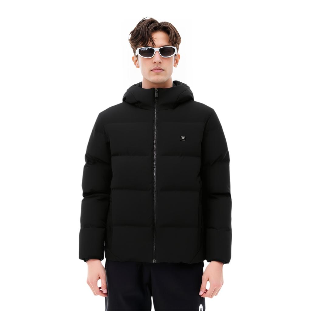 FILA White Solid Color Casual Commuter Classic Simple Goose Down Warm Comfortable Hooded Jacket Men jackets F51M543902FBK