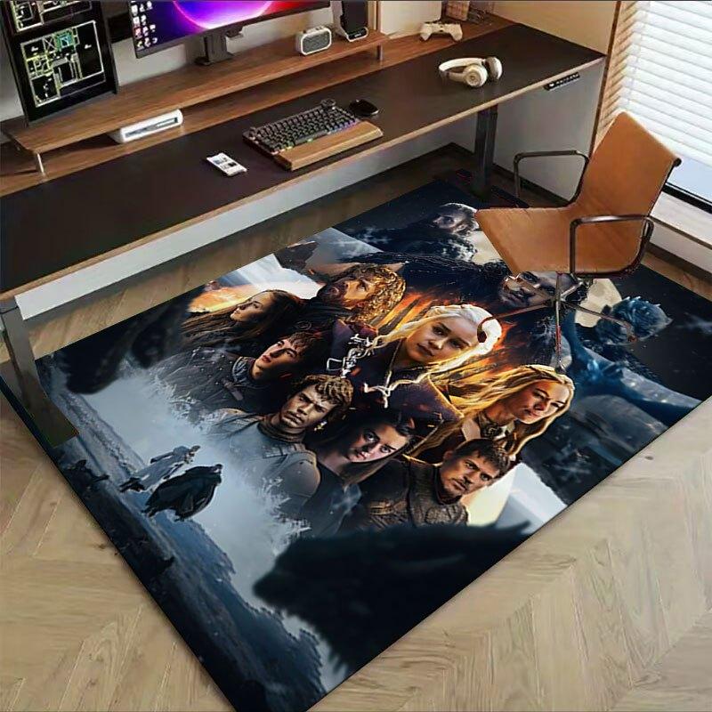 1pc Fire and Blood Office Carpet Chair Mats, Home Decor Mat | Fantasy Theme Mat | Durable Mat, Dragon DecorB18