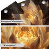 Black And Gold Flower Shower Curtain Set, Boho Yellow Lotus Botanical Spiritual Aesthetic Floral Shower Curtains For Bathroom
