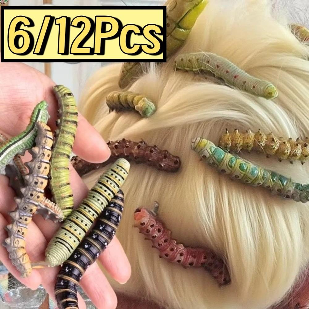 6/12Pcs Creative Caterpillars Hair Clips Prank Halloween Hair Claw  Holiday Pranks