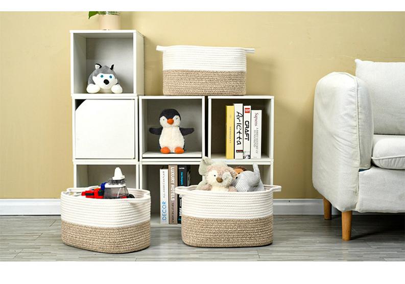 Cotton Rope Woven Storage Basket - Large Capacity for Laundry & Toys