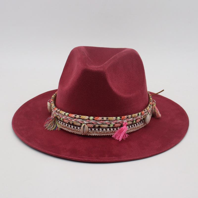 Premium Ethnic Style Fringed Accessories Cross-Border Amazon Cowboy Hat Suede Western Prairie Top Hat Jazz Hat