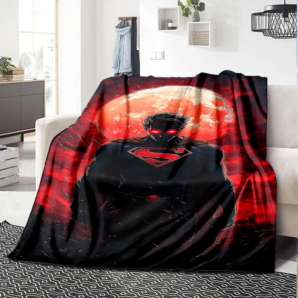 1pc Superman Red Moon Flannel Blanket - Soft Warm Throw for Home, Office, TravelL1371