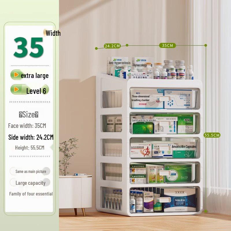 Large Capacity Family Medicine Storage Organizer Drawer Type Cabinet