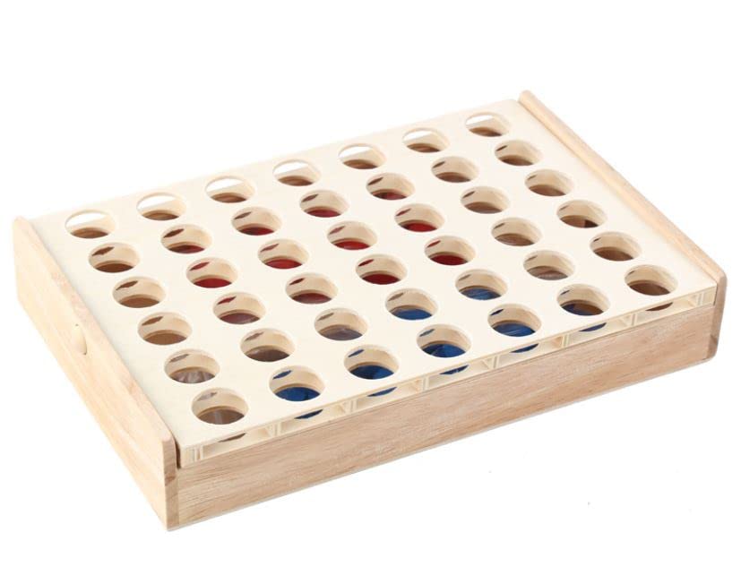 Wooden 4 In a Row Puzzle, 3D, Competitive Board Game, Educational, Brain Training Game Toy