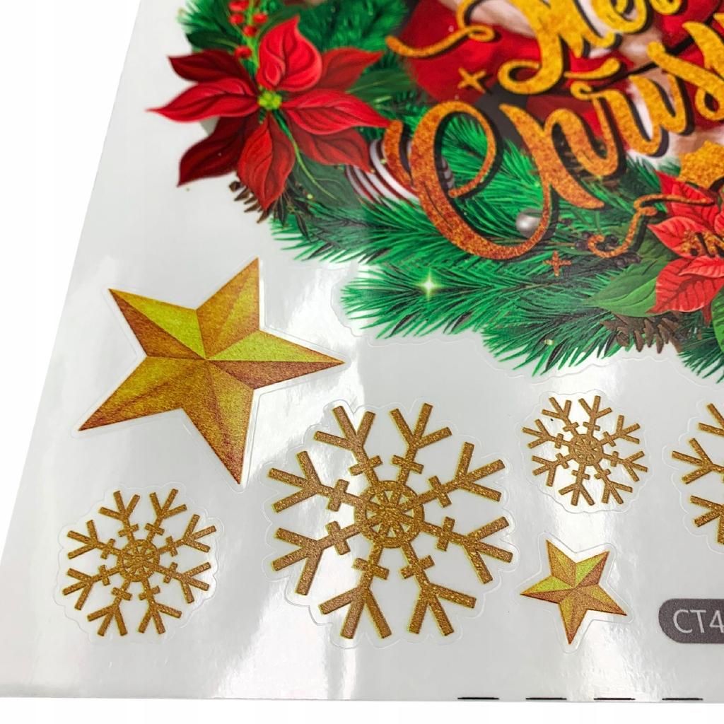 Christmas Window Door Sticker Decorative Window Santa Claus Stars 50 M