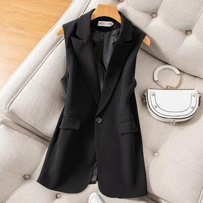 Spring Fashion New Korean Sleeveless Suit Vest for Women Back Split Clothes