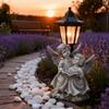 Resin Twin Angel Girls Solar Powered Outdoor Light Statue Ornaments