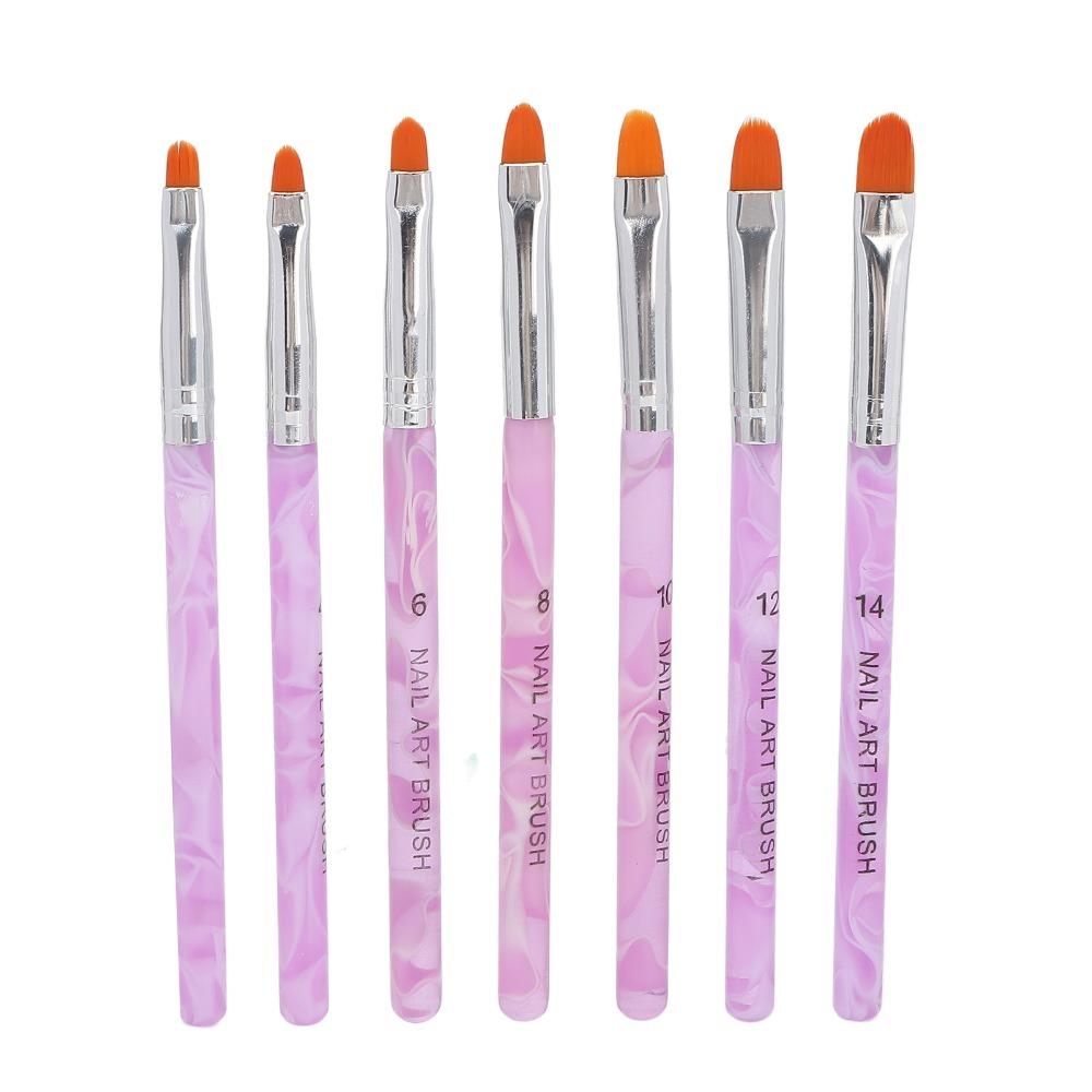 7Pcs Round Tip UV Gel Nail Painting Pen Round Tip Manicure Drawing Brush Salon Use