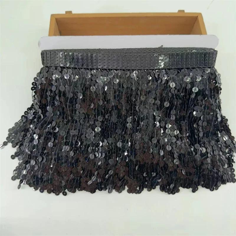 Dantelă cu Franjuri cu Paiete Laser de 15 cm, Accesorii Lanț de Talie pentru Haine de Dans Latin, Accesorii de Îmbrăcăminte DIY