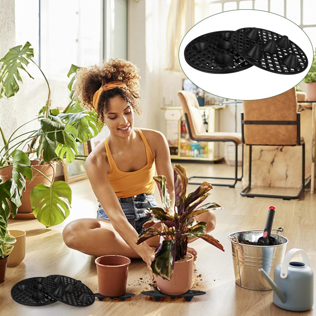 Plant Stands For Outdoors Heavy Duty Plant Level Pot Elevator 8'' 11'' Black Round Plastic Flower Stands Holder Risers For Garde