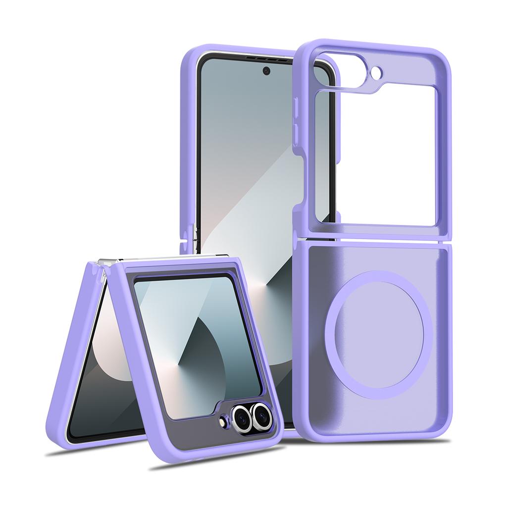 Skin Feel Shield Magnetic Case For Samsung Galaxy Z Flip 6 7 5G Magsafe Wireless Charging TPU Frame Hard Plastic Phone Cover