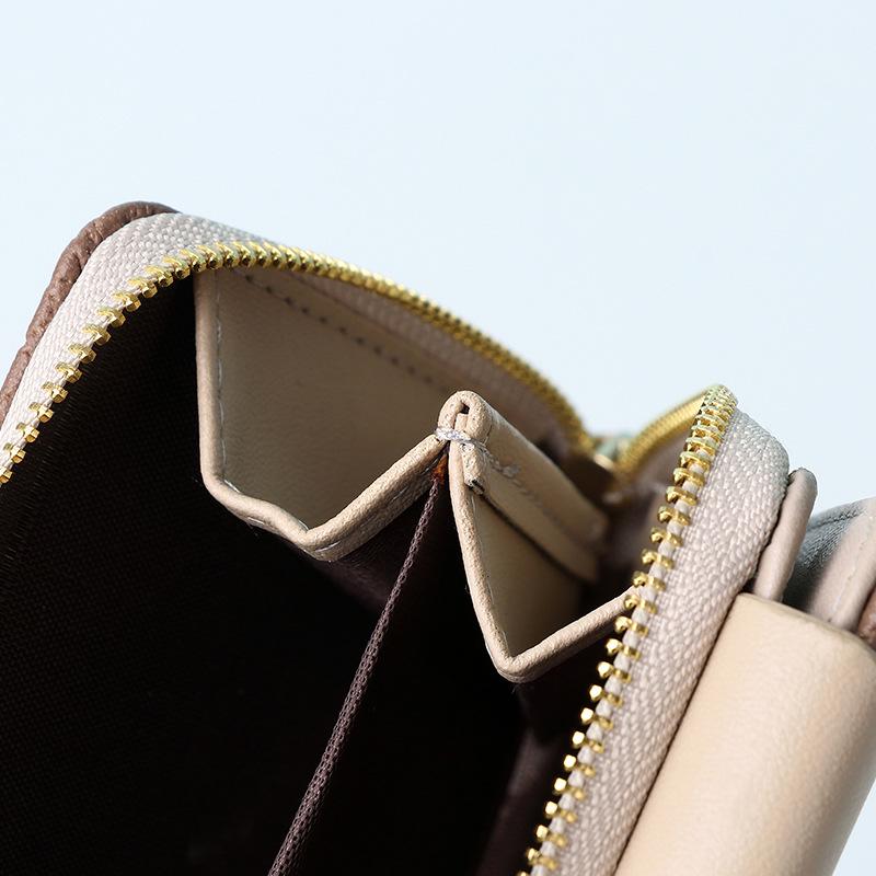 2025 Damen High-End Color Block Kurzes Portemonnaie & Kartenhalter Münzbörse