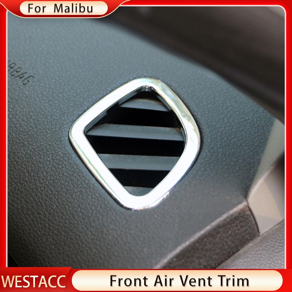 2Pcs/set ABS Chrome Car Front Air Conditioning AC Vent Outlet Sticker for Chevrolet Chevy Malibu 2012 2013 2014 2015
