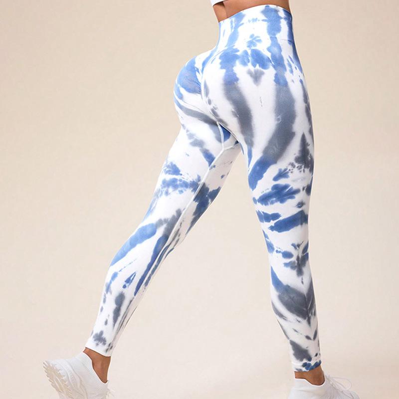 Women s High-Waist Butt-Lifting Tie-Dye Yoga Pants - Seamless, Tight Fit for Running  Fitness Medium
