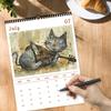 1pc Guitar-Playing Cat Wall Calendar - Pet Cat Theme, with 12 Different Designs, Suitable As a Gift for Birthdays, Christmas