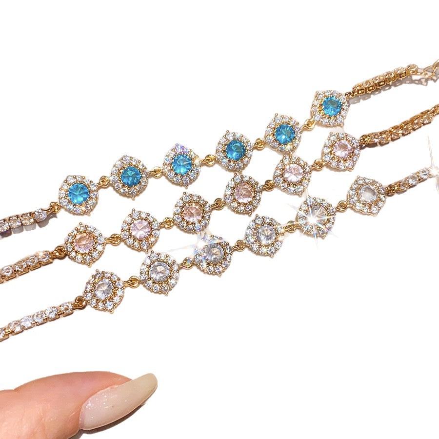 Liu Bao Multicolor Zircon Flower Bracelet – Elegant, Fashionable, Versatile Jewelry