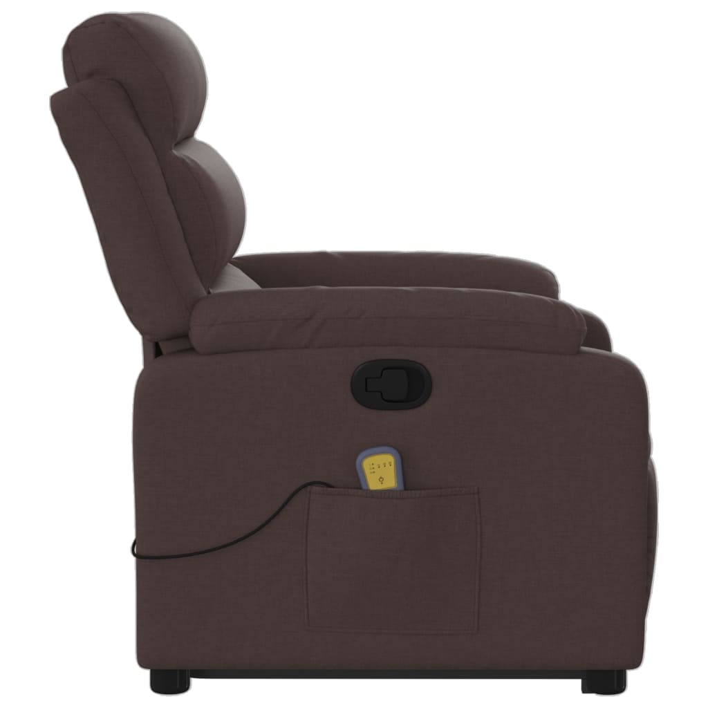 Recliner Chair with Lift Assistance Dark Brown Fabric