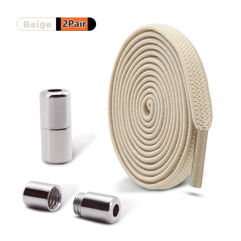 2Pair Capsule Lock Shoelaces Elastic Laces Sneakers No Tie Shoe Laces Without Ties Kids Adult 0.6cm Flat Shoelace for Shoes