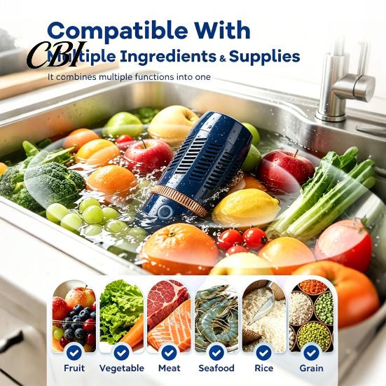 Fruit Vegetable Cleaner Multifunctional And Cleaning Machine, Portable Meat Seafood Washer Device, Waterproof Wireless Food Purifier for Produce Rice