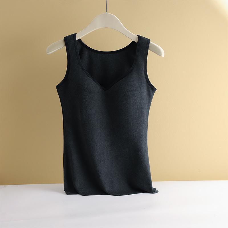 Damen Samt Warme Weste mit Verdickten Brustpolstern, BH-Frei, Herbst/Winter Unterwäsche.