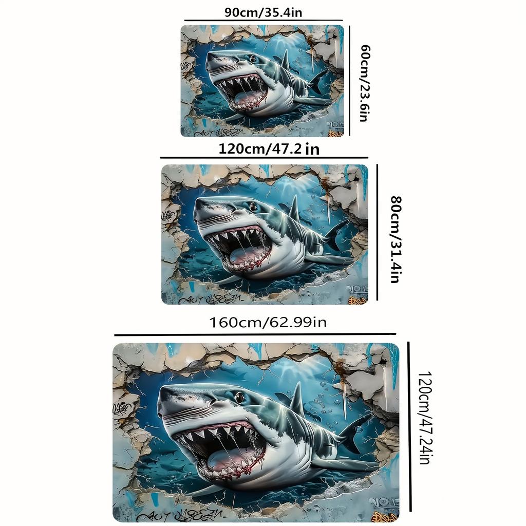 Great White Shark Ocean Rug Doormat Mat Waterproof Entrance Rug for Bathroom Home Decor Tropical Marine Animal Print Modern