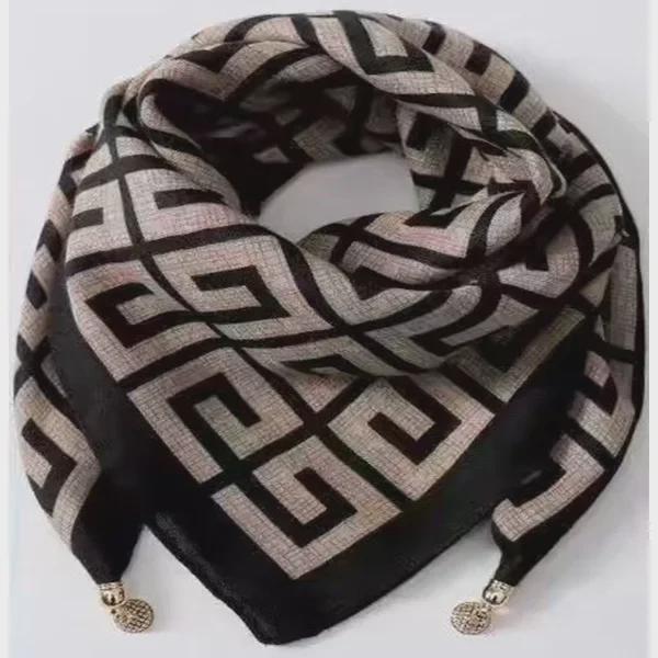 Women's Autumn/Winter Versatile Silk Scarf - Fashionable, Warm Magnetic Buckle Korean Square Design