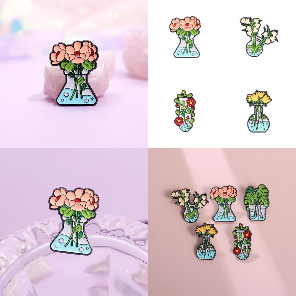 Trendy Cartoon Character Green Plant Brooches Versatile Metal Pins For Unisex Fashion Statement