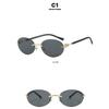 Women's sunglasses, men's and women's fashion oval rimless trimmed sunglasses, metal sunglasses