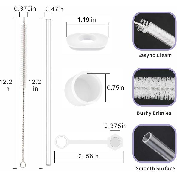 Stanley Cup Accessories Set Including 9 Pcs Silicone Spill Proof Stopper,3 Pcs Cute Straw Cover Cap for 9-10 mm Straws, 3Pcs Reble Straw and 1