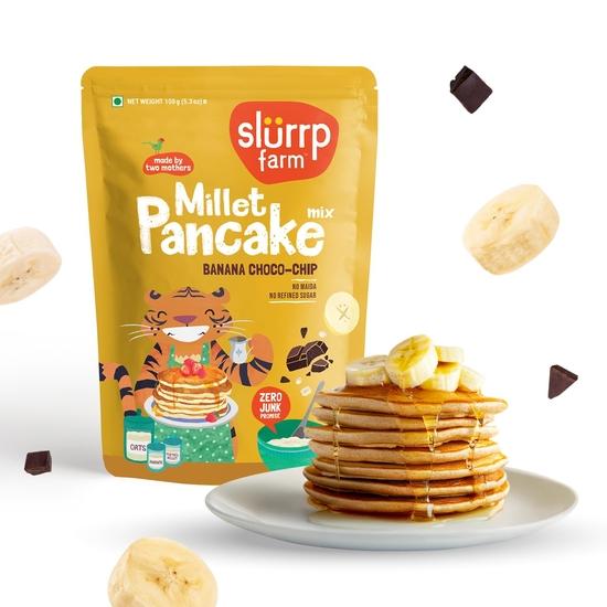 Slurrp Farm NO MAIDA Instant Breakfast Millet Pancake Mix, Banana Choco-Chip And Supergrains, Natural And Healthy Food, 150g 200GM