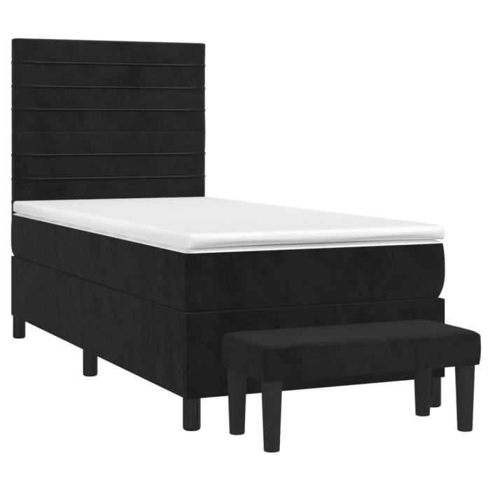 3137871 vidaXL Lit à sommier tapissier et matelas Noir 80x200 cm Velours