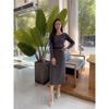 High Waist Straight Suit Fabric Skirt Back Slit Long Flowy Casual All-macth Skirt